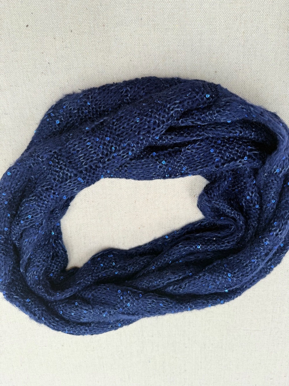 Sparkle Knit Infinity Scarf in Navy